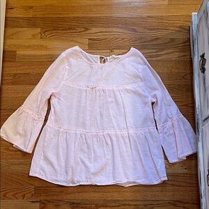 Cupio Striped Ruffle Bell Sleeve Babydoll Top